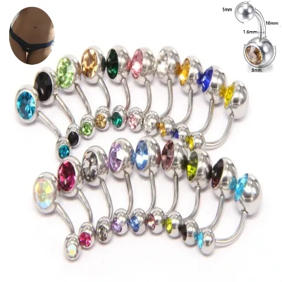 Double Pressed Belez Stone Factory Wholesales Cheap Stainless Steel Stone Colors Belly Button Piercing Studs Body Jewelry
