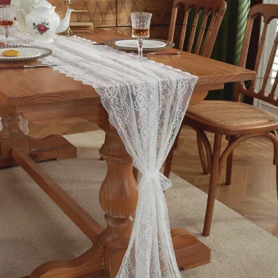 White Lace Table Runner Embroidered Boho Table Runner for Wedding Party Bridal Shower Decorations Vintage Rustic Table Runners