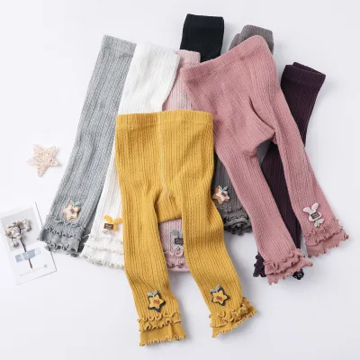 Three-layer Crimping Children's Nine-point Pants Cotton Baby Leggings 0-8 T Baby Pants Wholesale