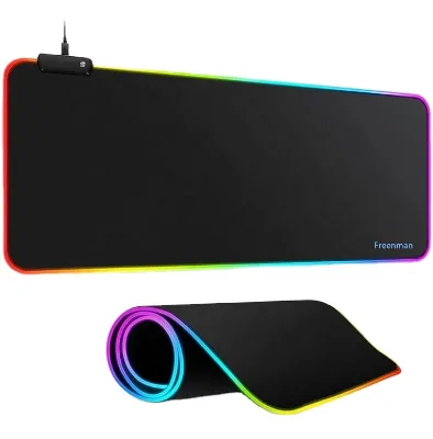 Color Box LED Black Gaming Mouse Pad & Keyboard Mat with RGB Lighting Water Resistant Scratch Proof Multi-Size Options