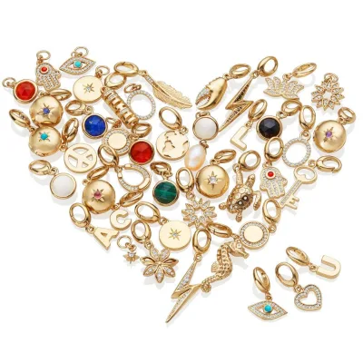 18K Gold Vacuum Electroplated Basic Adjustable Loop Chain Necklace DIY Fashion Pendants Charms Stainless Steel Letter Pendants