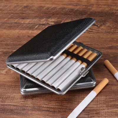 Factory Price Cigarette Case Leather Men's Storage Box Waterproof Hold 20 Sticks Metal Windproof Cigar Case