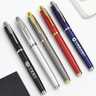 High-end Business Gift Signature Stainless Steel Office Pen Custom Logo Engraving Neutral Advertising Black Set Wholesale