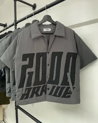Men's Custom Design Streetwear Clothing XL Size Button Turn-down Collar Chemise Shirt Patch Embroidery Logo Casual Style