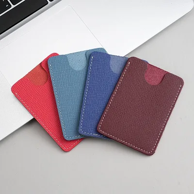 Customize logo Credit Card Holder Purse Bank Visa Id Name Card case Genuine Leather Front Pocket Wallet