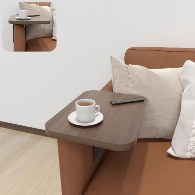 Adjustable Width Wood Tray Clip-On Sofa Couch Armrest with Portable Stable Table TV Dinner Remote Control Storage Tray