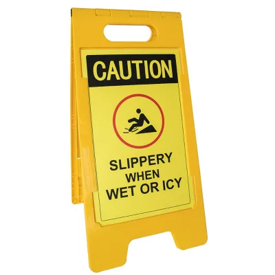 CAUTION SLIPPER WHEN WET or ICY ICY SURFACE a Frame Floor Warning Sign Board