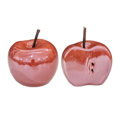 Hand Crafted Colored Glaze Ornaments Decorative Apple Ceramic Apple Figurine