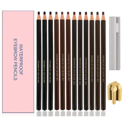 Hot Sale Supplies 12pcs/Box Private Label Eyebrow Pencil Set Micro Eyebrow Tattoo Pencil 3d Wholesale Eyebrow Shaping Pencil