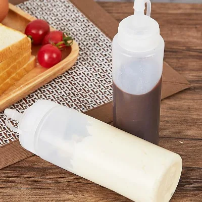 Factory Direct Clear Plastic Bottle for Salad and Hot Sauce Squeeze Seasoning Empty Bottle with Scale Squeeze Bottle 240ml 350ml