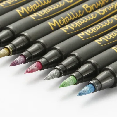 Metallic Markers Metallic Brush Marker Pens Metallic Pens Art Markers for Calligraphy,Black Paper,Rock and Card Making