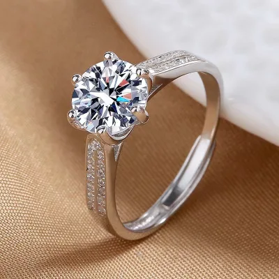 Environmentally Friendly Copper Starlight Queen Six Claw diamond Ring, High-end Light Luxury diamond Ring, Jewelry Wholesale