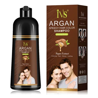 IVS OEM Chestnut Brown Hot Sale 400ml Coconut Oil Change Black Hair Color Dye Shampoo for Natural Hair