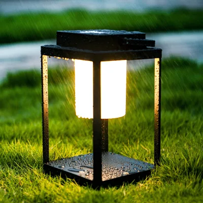 Modern Minimalist Designer Lantern Outdoor Lawn Garden Decor Waterproof Solar Rechargeable Portable Camping LED Table Light