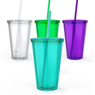 American Style High Quality Personalized 16oz Double Wall  Plastic Acrylic Tumbler With Inserts