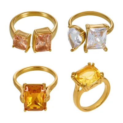 2026 New Fashion Luxury Eternity 18K Gold Plated Cubic Zirconia Promise Ring Jewelry for Her