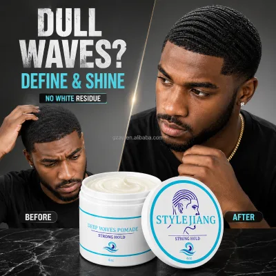 Strong Hold Mens Wave Pomade 4oz Lightweight Hair Styling No Buildup No White Residue Natural Shine