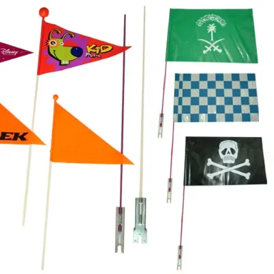 High Visibility Vinyl PVC Polyester Bicycle Safety Flag with Bike Axle Mount