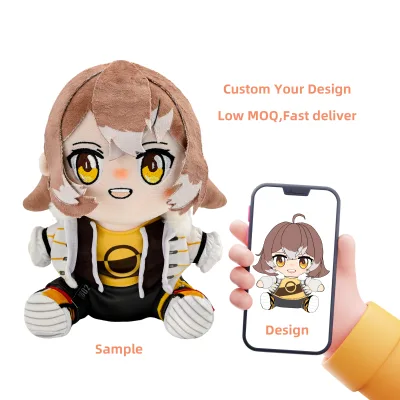 Custom Chibi Doll Stuffed Animals Plush Soft Stuffed Plush Toy Crystal Plush Fabric PP Cotton Removeable Clothes Doll