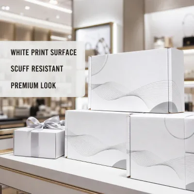 White Corrugated Cardboard Boxes Gift Packaging Cartons with Coated Surface for Retail Product Packing