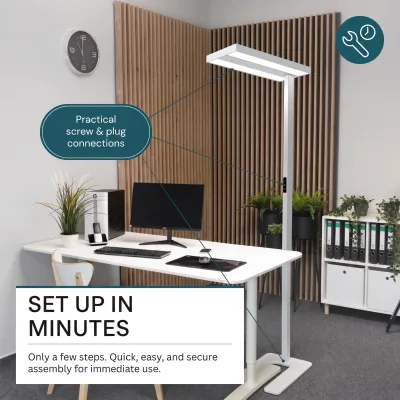 Eye Care 8400LM LED Modern Aluminum Standing Lamp for Office 4000K Neutral White Dimmable Floor Light with Touch Control CRI98