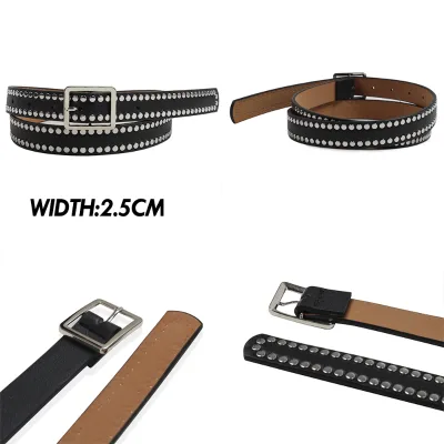 Punk Studded Belt Slim Custom Flower Buckle Fashion Personalize Belt Factory Sedex Manufacturer Chain Belt