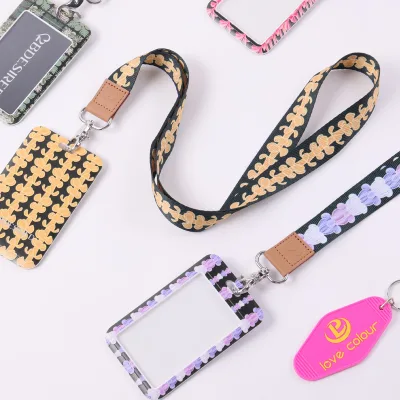 Customization Polyester Satin Promotional Key Heatpress Lanyards with logo Custom Id Card Badge Holder