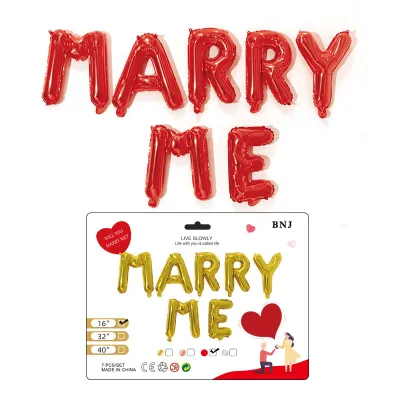 16 32 INCH Marriage Proposal Marry Me Letters Aluminum Foil Wedding Decoration Balloon Set