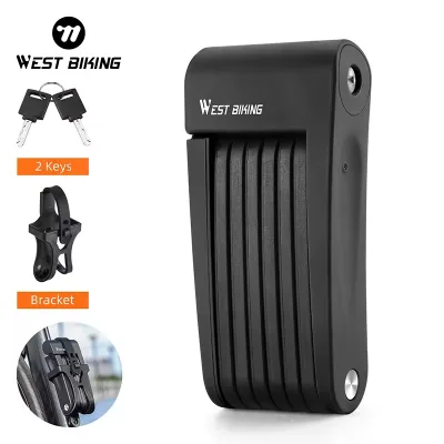 WEST BIKING Wholesale Anti-Theft Portable Steel Bicycle Folding Lock Bundle Bike Chain Motorcycle Side Lock With Key