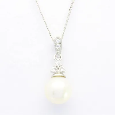 Luxury Design Bridal Wedding 18K 14K 9K Real Gold Diamond Pendant Anniversary Gift Fresh Water Pearl for Women