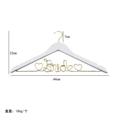 Custom White Wooden Wedding Dress Hangers Personalized Bride Groom Bridesmaid Letters Wire Lettering for Wedding Dress Hangers