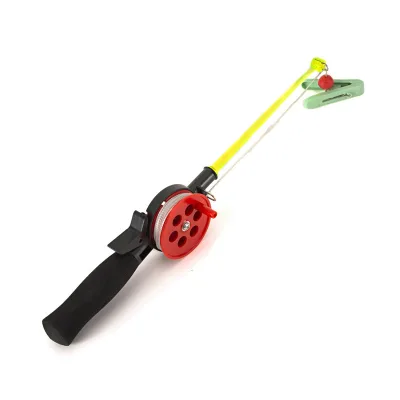 ABS Plastic 335mm Stream & River Crab Shrimp Fishing Rod and Pre-rigged Line Reel Combo with Clip Kids Fishing Pole