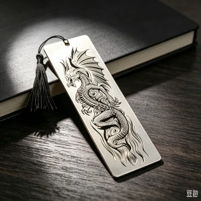 Custom Metal Bookmark Dragon Phoenix Sword Laser Engraved Tassel Vintage Book Mark Custom Logo Business Souvenir Gift Wholesale