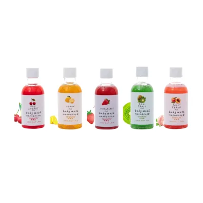 Wholesale Whitening Gentle Exfoilating Body Salt Scrub Vegan Smoothing Fruit Body Wash Scrub & Lotion for Women
