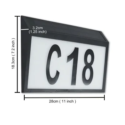Solar Led Light Doorplate Address Number Solar Rechargeable Plaque Eco Friendly House Number for Outdoor