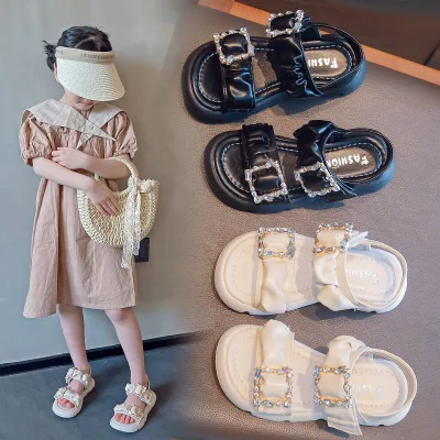 Hot 2025 Summer New Roman Shoes Casual Ins Tide Flat Little Girl Sandals From China