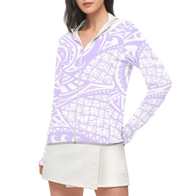 Custom Korean Sunscreen Clothes Print on Demand Women's Summer Thin Long Sleeve Light Polynesian Print Tops Sunscreen Clothing