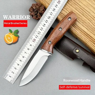 SBO Outdoor Camping Survival Self-Defense Portable Sharp Multi-Functional Fruit Drop Point 5Cr Steel Wood Handle 20cm Knives