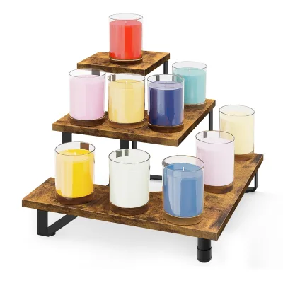 3-Tier Portable Wooden Display Riser Stand for Retail Tabletop Countertop Craft Shows Farmers Market Tradeshows Vendor Displays