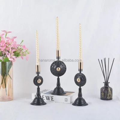 Wholesale Black Iron Taper Candle Holder Retro Round Disc Candlestick Stand Table Centerpiece for Wedding Party Home Decor