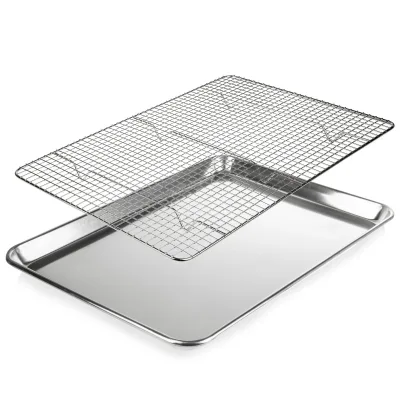 Commercial 60x40 mm Baking Trays 304 Stainless Steel Flat Bottom Dishes Baking Sheet Pan Metal Trays for Round Cake Bread