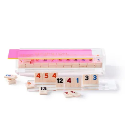Luxury Clear Acrylic Rummikub Set Lucite Rummy Cube Tile Game Portable Storage Case
