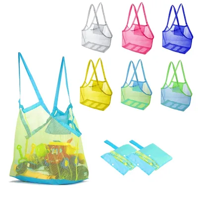 Custom Extra Large Portable Mesh Net Beach Tote Bag Toy Shell Collecting Bag for Miscellaneous Storage