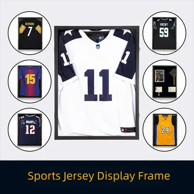 Football Sports Jersey Shadow Box - Wood Wall Mounted Display Case with UV Protection 60x80cm Standard Size