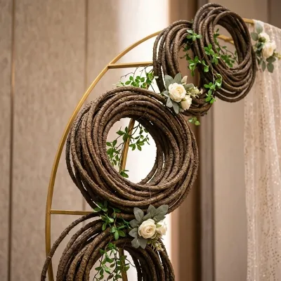 Wholesale Realistic Artificial Rattan Vine Garlands for Wedding Arches Wall Backdrops and Commercial Decoration