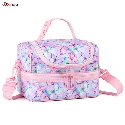 Custom Full Printing Picnic Cooler Bag Insulated Two Compartments Bento Lunch Bag for Women