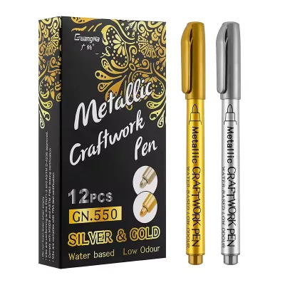 Brush Metallic Marker Pens Gold Silver Color Permanent Art Marker for Manga Crafts Scrapbooking School Stationery Supplies