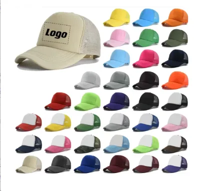 Unisex Sporty LOGO Printed 5-Panel Canvas Baseball Cap for Spring and Summer Outdoor Sun Protection Mesh Design