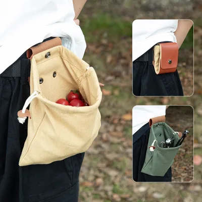 Folding Harvest Bag Fruit Picking Bag Vegetable Mushroom Camping Outdoor Foraging Belt Pouch Collapsible Camping Bag