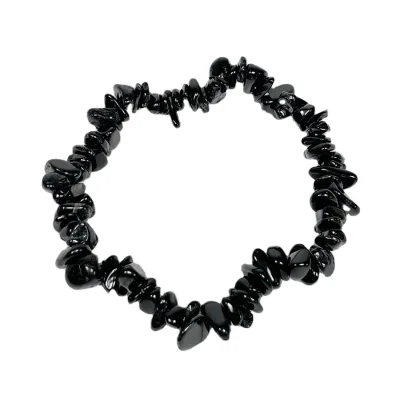 Wholesale Natural Irregular Crystal Gravel Stone Black Tourmaline Gemstone Chips Bracelet New Women Charm Jewelry Gift